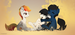 Size: 3000x1400 | Tagged: safe, artist:freeedon, derpibooru import, oc, oc only, pegasus, pony, female, hug, mare