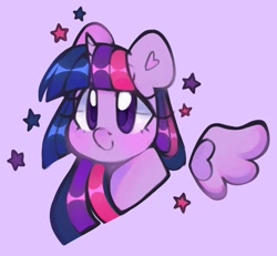 Size: 1994x1846 | Tagged: safe, artist:bunxl, derpibooru import, twilight sparkle, twilight sparkle (alicorn), alicorn, smiling, solo, sparkles, spread wings, stars, wings