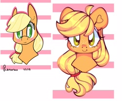 Size: 1536x1274 | Tagged: safe, artist:bunxl, derpibooru import, applejack, earth pony, pony, bust, cute, jackabetes, looking at you, redraw, smiling, solo