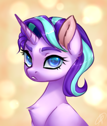 Size: 2527x2985 | Tagged: safe, artist:megabait, derpibooru import, starlight glimmer, pony, unicorn, bust, chest fluff, ear fluff, ears, female, looking at you, mare, portrait, sketch, solo