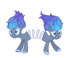 Size: 6315x5042 | Tagged: safe, alternate version, artist:maria_karpova, derpibooru import, oc, oc:spring-step, earth pony, original species, pony, coat markings, conjoined, conjoined twins, duo, female, mare, open mouth, raised hoof, raised leg, siblings, simple background, sisters, slinky, slinky pony, transparent background, twins