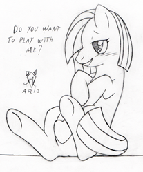 Size: 350x422 | Tagged: safe, artist:srmario, derpibooru import, marble pie, earth pony, pony, lineart, monochrome, simple background, smiling, solo, white background