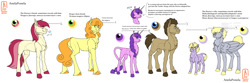 Size: 4000x1329 | Tagged: safe, artist:anelaponela, derpibooru import, amethyst star, carrot top, derpy hooves, dinky hooves, doctor whooves, golden harvest, roseluck, sparkler, earth pony, pegasus, pony, unicorn, adopted, colored hooves, cyrillic, doctorderpy, family, female, filly, glasses, headcanon, horn, leonine tail, long mane, long tail, looking at each other, male, mare, pegasus wings, redesign, russian, shipping, short mane, short tail, simple background, smiling, smiling at each other, sparkles, stallion, straight, transgender, travelersverse, wings