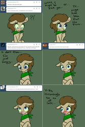 Size: 1302x1954 | Tagged: safe, artist:toadstool-prancer, derpibooru import, doctor whooves, oc, oc:tantamount, earth pony, pony, blushing, disguise, disguised changeling, hungry, male, solo, tantamount time turner, tongue, tongue out, vomit