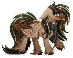 Size: 294x233 | Tagged: safe, artist:inspiredpixels, derpibooru import, oc, oc only, pegasus, pony, :p, animated, blushing, clothes, ears, female, floppy ears, freckles, gif, looking at you, mare, scarf, simple background, solo, tongue, tongue out, transparent background, two toned wings, unshorn fetlocks, wings
