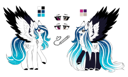 Size: 3162x1897 | Tagged: safe, artist:inspiredpixels, derpibooru import, oc, oc only, oc:marie pixel, pegasus, pony, chest fluff, coat markings, colored hooves, female, heterochromia, mare, reference sheet, simple background, socks (coat marking), solo, spread wings, transparent background, two toned wings, wings