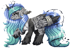 Size: 307x211 | Tagged: safe, artist:inspiredpixels, derpibooru import, oc, oc only, alicorn, pony, alicorn oc, animated, bandage, coat markings, crying, ears, floppy ears, gif, horn, pale belly, simple background, solo, teary eyes, transparent background, wings
