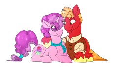 Size: 3000x1688 | Tagged: safe, artist:aaftergloweeye, derpibooru import, big macintosh, sugar belle, earth pony, pony, unicorn, art, digital art, female, husband and wife, male, married couple, shipping, simple background, straight, sugarmac, transparent background