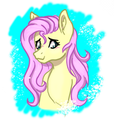 Size: 737x809 | Tagged: safe, artist:delfinaluther, derpibooru import, fluttershy, pony, abstract background, blushing, bust, cute, daaaaaaaaaaaw, ear fluff, ears, female, looking at you, mare, portrait, shyabetes, smiling, solo, stray strand, three quarter view