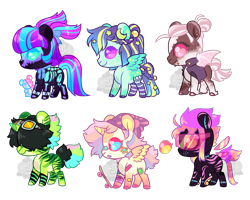 Size: 1000x800 | Tagged: safe, artist:lavvythejackalope, derpibooru import, oc, oc only, alicorn, bat pony, pegasus, pony, alicorn oc, bat pony oc, bat wings, beanie, clothes, costume, goggles, hair over eyes, hat, horn, pegasus oc, simple background, skeleton costume, sunglasses, transparent background, wings