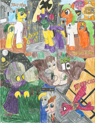 Size: 1024x1326 | Tagged: safe, artist:superiorspider-pup45, derpibooru import, pony, ben 10, doctor who, larryboy, ponified, spider-man, the legend of zelda, them, traditional art, veggietales