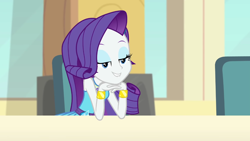 Size: 1294x729 | Tagged: safe, derpibooru import, screencap, rarity, better together, equestria girls, a queen of clubs, solo