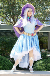 Size: 2000x3000 | Tagged: safe, artist:mieucosplay, artist:notsoprophoto, derpibooru import, trixie, human, bronycon, bronycon 2017, cape, clothes, cosplay, costume, hand on hip, hat, irl, irl human, photo, trixie's cape, trixie's hat