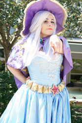 Size: 2000x3000 | Tagged: safe, artist:mieucosplay, artist:notsoprophoto, derpibooru import, trixie, human, bronycon, bronycon 2017, cape, clothes, cosplay, costume, hand on hip, hat, irl, irl human, photo, trixie's cape, trixie's hat