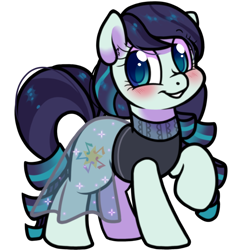 Size: 1500x1500 | Tagged: safe, artist:paperbagpony, derpibooru import, coloratura, earth pony, pony, blushing, clothes, dress, female, g4 mega collab, mare, rara, simple background, transparent background