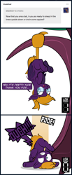 Size: 900x2189 | Tagged: safe, artist:alexdti, derpibooru import, oc, oc:purple creativity, bat pony, pegasus, pony, bat ponified, fail, female, ouch, poof, race swap, reversal, solo, this ended in pain, transformation, upside down