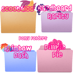 Size: 600x600 | Tagged: safe, artist:askpinkiepieandfriends, derpibooru import, pinkie pie, rainbow dash, rarity, scootaloo, earth pony, pegasus, pony, unicorn, female, folder, mare, simple background, white background