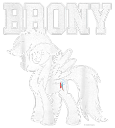 Size: 900x1000 | Tagged: safe, derpibooru import, rainbow dash, pegasus, pony, g4, brony, design, female, mare, merchandise, official, shirt design, simple background, solo, text, transparent background