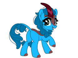Size: 4096x3072 | Tagged: safe, artist:xleadmarex, derpibooru import, oc, oc only, oc:ocean blue, kirin, adorable face, cloven hooves, cute, heart, heart eyes, horn, kirin-ified, looking back, mane, ocbetes, raised arm, raised hoof, raised leg, raised tail, redesign, scales, show accurate, simple background, smiling, solo, species swap, tail, transparent background, wingding eyes
