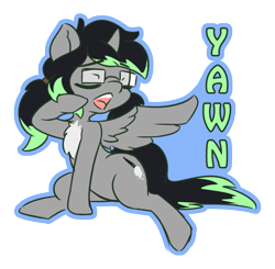 Size: 1005x985 | Tagged: safe, artist:afkregen, derpibooru import, oc, oc only, alicorn, pony, alicorn oc, digital art, eyes closed, female, glasses, hooves, horn, mare, open mouth, simple background, solo, spread wings, tail, thighs, transparent background, wings