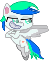 Size: 539x653 | Tagged: safe, artist:craftycitty, artist:goldlines005, derpibooru import, oc, oc only, pegasus, pony, my little pony: pony life, base used, crossed arms, flying, grin, looking back, male, pegasus oc, simple background, smiling, stallion, transparent background, two toned wings, wings
