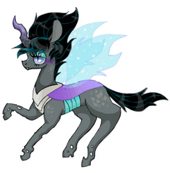 Size: 1423x1455 | Tagged: safe, artist:ukulelepineapplecat, derpibooru import, oc, oc only, changeling, changeling queen, changepony, hybrid, bedroom eyes, changeling queen oc, eyelashes, female, interspecies offspring, offspring, parent:king sombra, parent:queen chrysalis, parents:chrysombra, simple background, solo, sombra eyes, white background