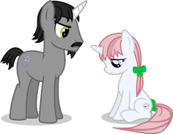 Size: 4350x3353 | Tagged: safe, artist:cranberry-tofu, derpibooru import, oc, oc:auriga magnus, oc:whisper call, pony, unicorn, father and child, father and daughter, female, male, mare, parent and child, simple background, stallion, transparent background