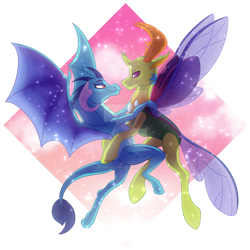 Size: 900x900 | Tagged: safe, artist:nivimonster, derpibooru import, princess ember, thorax, changedling, changeling, embrax, female, king thorax, male, shipping, simple background, straight, transparent background