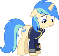 Size: 1769x1659 | Tagged: safe, artist:pegasski, derpibooru import, oc, oc:river splash, pony, unicorn, base used, clothes, female, mare, simple background, solo, transparent background, vault suit