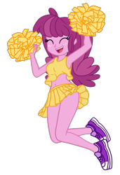 Size: 1412x2064 | Tagged: safe, artist:charliexe, artist:gmaplay, derpibooru import, cheerilee, equestria girls, belly button, cheerileeder, cheerleader, cheerleader outfit, clothes, midriff, pleated skirt, shoes, skirt, sneakers, solo