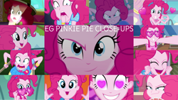 Size: 1280x721 | Tagged: safe, derpibooru import, edit, edited screencap, editor:quoterific, screencap, pinkie pie, accountibilibuddies, accountibilibuddies: pinkie pie, coinky-dink world, eqg summertime shorts, equestria girls, equestria girls (movie), equestria girls series, friendship games, i'm on a yacht, legend of everfree, pinkie spy (short), rainbow rocks, spring breakdown, sunset's backstage pass!, the canterlot movie club, the craft of cookies, spoiler:eqg series (season 2), close-up, clothes, cute, cutie mark, cutie mark on clothes, diapinkes, eyes closed, female, geode of sugar bombs, heart shaped glasses, helping twilight win the crown, magical geodes, music festival outfit, open mouth, smiling, solo, sunglasses