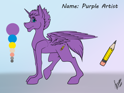 Size: 4000x3000 | Tagged: safe, artist:stirren, derpibooru import, oc, oc only, oc:purple artist, alicorn, pony, reference sheet, solo