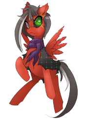 Size: 1133x1626 | Tagged: safe, artist:starlightspark, derpibooru import, oc, oc:havoc, cyborg, pegasus, pony, clothes, crisis equestria, scar, scarf, simple background, solo, transparent background