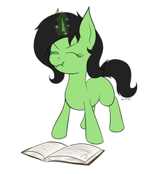 Size: 1730x1963 | Tagged: safe, artist:wapamario63, oc, oc:anon filly, pony, unicorn, book, cute, eyes closed, female, filly, flat colors, magic aura, scrunchy face, simple background, solo, struggling, transparent background