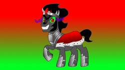 Size: 3264x1836 | Tagged: safe, artist:the double u, derpibooru import, king sombra, unicorn, antagonist, armor, evil grin, glowing eyes, grin, looking at you, male, smiling, solo, sombra eyes, stallion