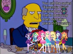 Size: 640x480 | Tagged: safe, derpibooru import, applejack, fluttershy, pinkie pie, rainbow dash, rarity, sci-twi, sunset shimmer, twilight sparkle, equestria girls, caption, crossover, humane five, humane seven, humane six, image macro, steamed hams, superintendent chalmers, text, the simpsons