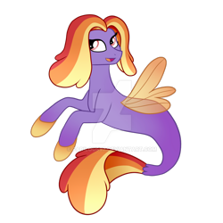 Size: 1024x1024 | Tagged: safe, artist:fabilous97, derpibooru import, oc, oc only, merpony, seapony (g4), deviantart watermark, fin wings, fins, fish tail, flowing tail, obtrusive watermark, open mouth, open smile, orange eyes, orange mane, simple background, smiling, solo, tail, transparent background, watermark, wings