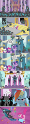 Size: 1144x4618 | Tagged: safe, artist:silverbuller, derpibooru import, edit, edited screencap, screencap, applejack, fluttershy, pinkie pie, queen chrysalis, rainbow dash, rarity, twilight sparkle, unicorn twilight, changeling, changeling queen, earth pony, pegasus, pony, unicorn, a canterlot wedding, applejack's hat, clothes, comic, cowboy hat, female, hat, male, mane six, screencap comic, speech bubble, we have a hulk