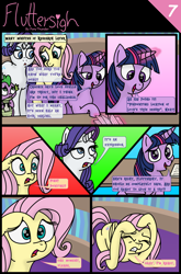 Size: 1280x1935 | Tagged: safe, artist:pony-thunder, derpibooru import, fluttershy, rarity, spike, twilight, twilight sparkle, twilight sparkle (alicorn), alicorn, comic:fluttersigh, comic