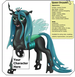 Size: 1280x1310 | Tagged: safe, artist:termyotter, derpibooru import, queen chrysalis, changeling, solo, text