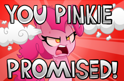 Size: 6456x4208 | Tagged: safe, artist:kittyrosie, derpibooru import, pinkie pie, earth pony, pony, season 2, the last roundup, angry, cross-popping veins, female, mare, open mouth, pinkie promise, scene interpretation, solo