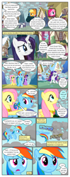 Size: 612x1552 | Tagged: safe, artist:newbiespud, derpibooru import, edit, edited screencap, screencap, applejack, fluttershy, linky, pinkie pie, rainbow dash, rarity, shoeshine, twilight sparkle, unicorn twilight, earth pony, pegasus, pony, unicorn, comic:friendship is dragons, magical mystery cure, a true true friend, big crown thingy, building, cloud, comic, dialogue, element of kindness, element of magic, eyelashes, female, horn, i've got to find a way, jewelry, kicking, lightning, mare, open mouth, outdoors, ponyville, rain, regalia, screencap comic, snow, swapped cutie marks, wings