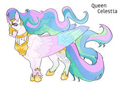 Size: 2600x1900 | Tagged: safe, artist:sheepchops, derpibooru import, princess celestia, alicorn, pony, alternate design, colored wings, female, large wings, mare, multicolored wings, redesign, simple background, solo, transparent background, wings