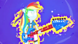 Size: 3410x1920 | Tagged: safe, derpibooru import, screencap, rainbow dash, equestria girls, guitar centered, rainbow rocks, clothes, cutie mark, cutie mark on clothes, female, glowing eyes, guitar, high res, musical instrument, ponied up, solo