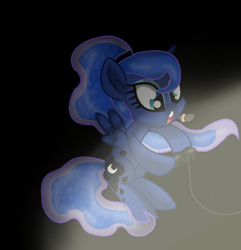 Size: 542x562 | Tagged: safe, artist:aonairfaol, derpibooru import, princess luna, alicorn, pony, base used, black background, controller, eyelashes, female, hoof hold, mare, simple background, solo