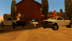 Size: 1920x1080 | Tagged: safe, artist:driftbeat, derpibooru import, applejack, big macintosh, braeburn, 3d, chevelle ss, chevrolet, country, dodge, dodge (car), dodge ram