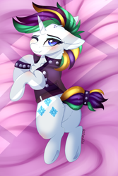 Size: 2934x4400 | Tagged: safe, artist:2pandita, derpibooru import, rarity, pony, alternate hairstyle, body pillow, body pillow design, punk, raripunk, solo