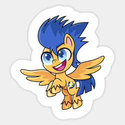 Size: 630x630 | Tagged: safe, derpibooru import, flash sentry, pegasus, pony, my little pony: pony life, big eyes, g4 to g4.5, gray background, huge eyes, male, selling, simple background, smiling, solo, white outline