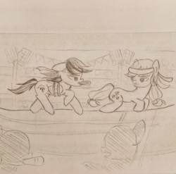 Size: 640x632 | Tagged: safe, artist:snowzaaah, derpibooru import, applejack, rainbow dash, earth pony, pegasus, pony, appledash, appledashdailydoodles, doodle, female, lesbian, monochrome, pencil drawing, shipping, sketch, traditional art