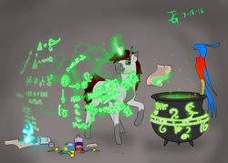 Size: 1400x1000 | Tagged: safe, artist:joan-grace, derpibooru import, oc, oc only, phoenix, pony, unicorn, coat markings, glowing horn, horn, magic, male, raised hoof, raised leg, runes, scroll, signature, socks (coat marking), solo, stallion, telekinesis, unicorn oc